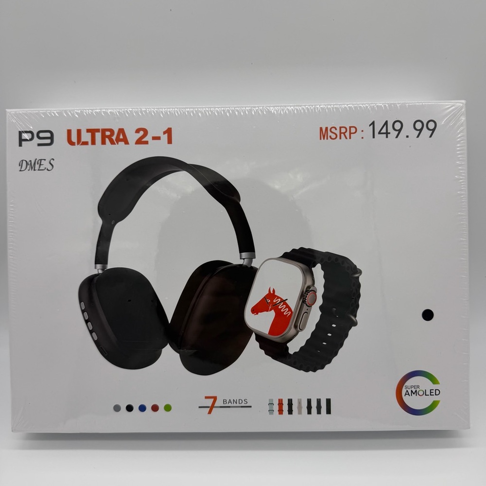P9 Ultra 2 Headphone and Smartwatch with 7 Straps new
